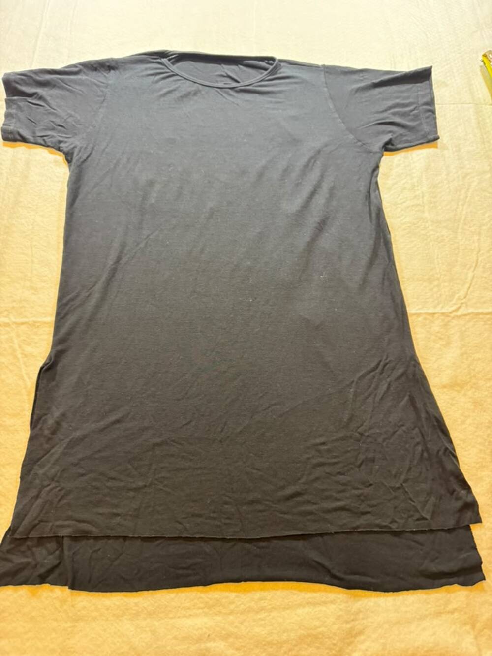 Black Longline Tee Skull Cut-Out Back Layered Hem Side Slits Distressed Shirt